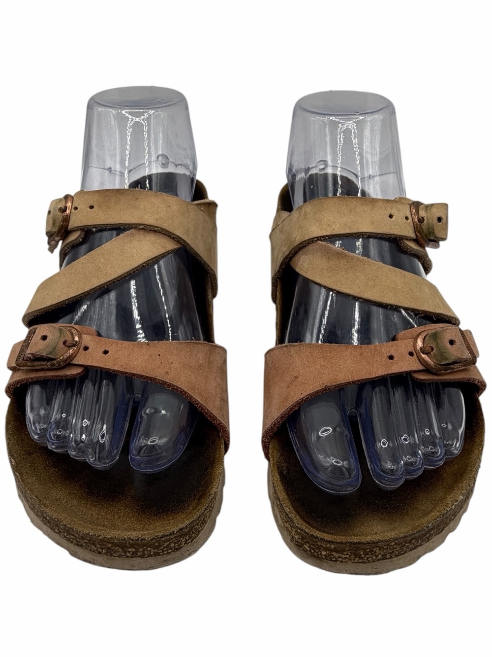 Birkenstock Two-Tone Brown/Tan Leather Double-Strap Sandals - Size 37